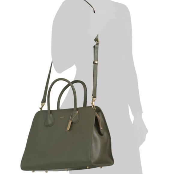 MONCRIEF LONDON Olive Leather Large Bowling Bag - Picture 3 of 5